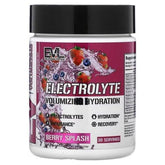 EVLution Nutrition Electrolyte Hydration Mix in Berry Splash flavor, 30 servings, gluten-free and vegan.